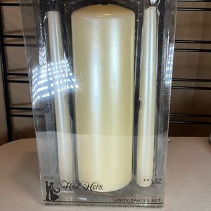Good Cond. His & Hers Ivory Unity Candles. Have Been Burned.